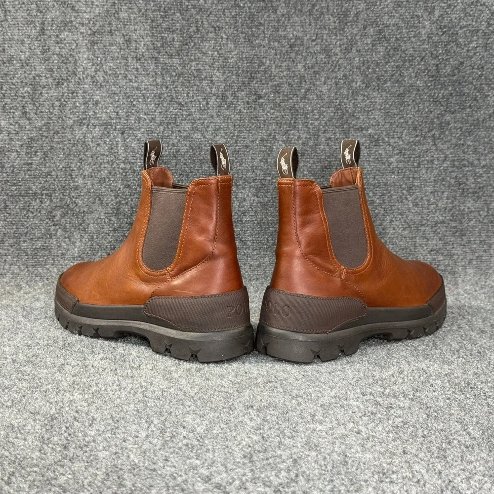 Polo Ralph Lauren Oslo Chelsea Boots Men's 7 Brown Leather Classic Pull On Shoes